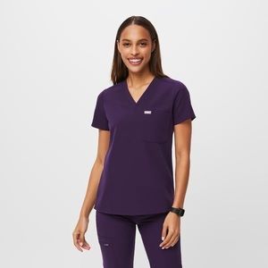 Figs Women's V-Neck Scrub Top in Deep Purple